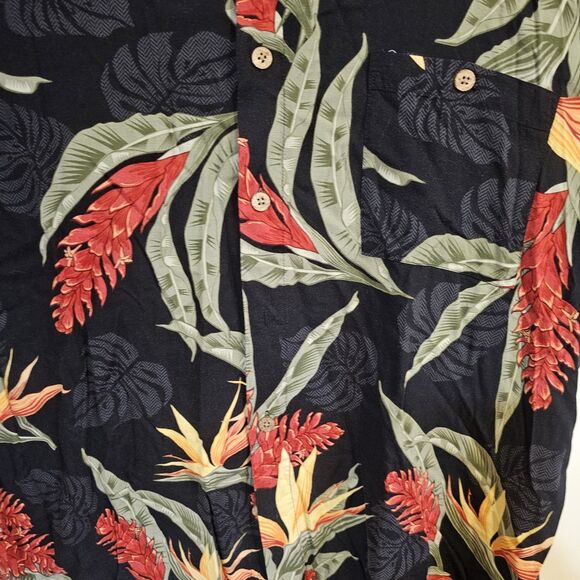 Puritan Hawaiian Shirt Men's Extra Large Black Red Button Down Short Sleeve - Picture 7 of 8